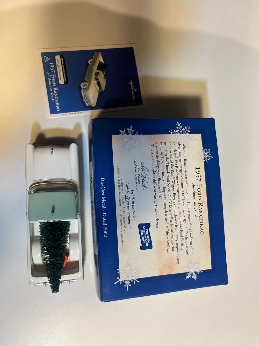 Hallmark Collectible  Green and White 1957 Ford Ranchero Ornament
